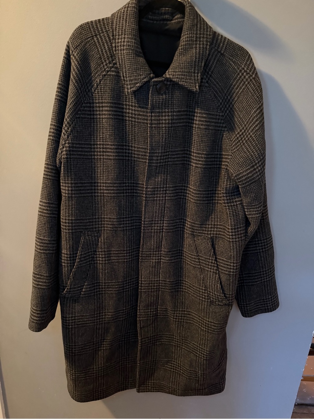 Made in Italy Nova Fides Men's Black and Brown Glen Plaid Pea Coat